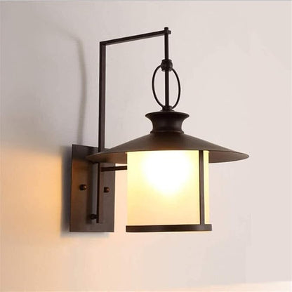 Wall Mounted Light Wall Lamp Retro Villa Garden Patio Waterproof Rainproof E27 Large Glass Outdoor Farmhouse Porch Exterior Wall Lights Shade Aisle Wall Light Restaurant cafe garden(Black) Readi
