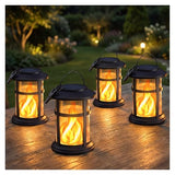 Otdair Solar Lanterns Outdoor Waterproof with Flickering Flame, 4 Pack