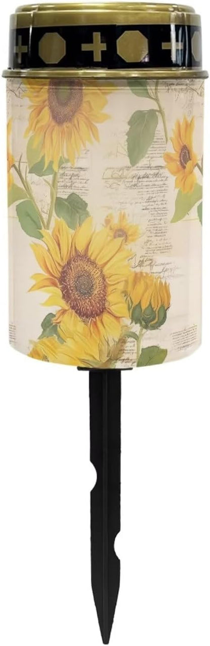 Solar Lights Outdoor Waterproof, Vintage Sunflowers Landscape Lighting Outdoor Solar Lights for Outside Solar Garden Lights for Pathway, Walkway, Patio, Yard, Lawn