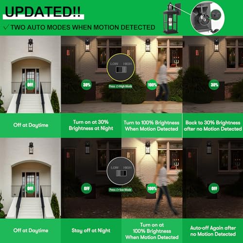 VerRon 13in Motion Sensor Porch Light, Dusk to Dawn Outdoor Light Fixtures