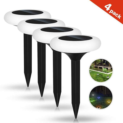 Sewroro 4pcs RGB Colorful Solar Garden Lights, Solar Powered Outdoor Ground Plug Pathway Landscape Lights with 8 Modes for Yard and Patio