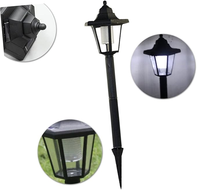 DOITOOL 2 Pcs Solar Powered LED Pathway Lights Hexagonal Outdoor Garden Lawn Landscape Lighting White Light for Patio Walkway