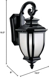 Kichler Salisbury 19.5" 1 Light Outdoor Wall Light with White Linen Glass in Black | Lumora
