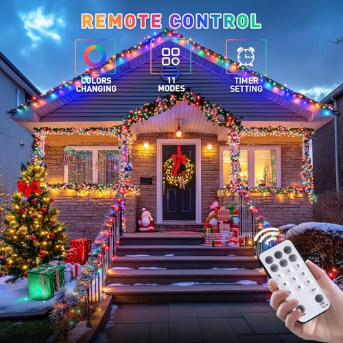 JMEXSUSS 200 LED Color Changing Christmas Lights, Warm White & Multicolor