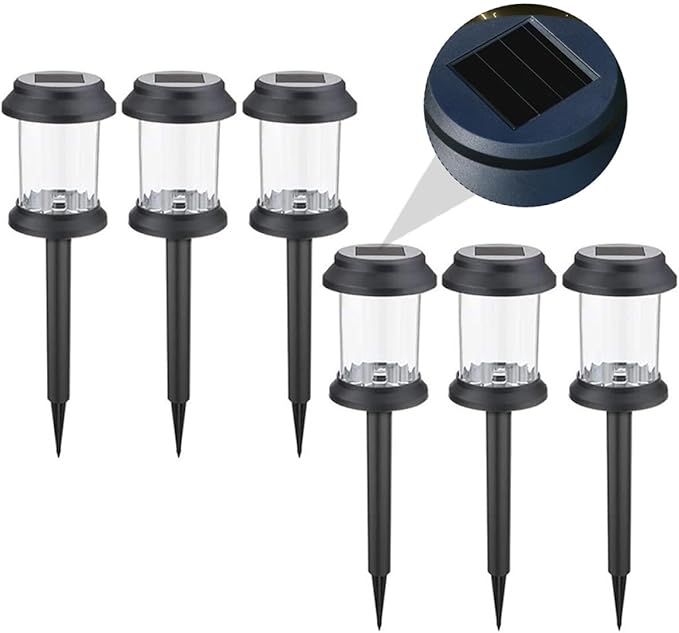 Yardwe 6pcs Solar Landscape Path Lights Outdoor Ground Plug-in Lawn Lamps Waterproof LED Garden Night Lighting for Patio Yard