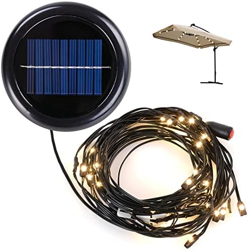 Yescom Solar String Light 40 LED Fit for 9 ft 8 Ribs Patio Offset Umbrella Outdoor Yard Party Wedding with Clips Warm White