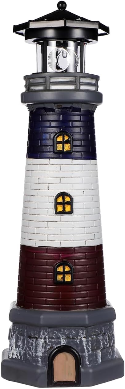 Yardwe Solar Garden Lighthouse Decor Waterproof Outdoor Solar-Powered Lighthouse Statue for Yard Lawn Patio | Lumora