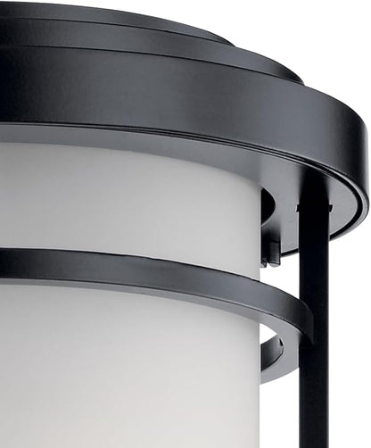 Kichler Toman 1 Light Outdoor Wall Mount in a Deep Black Finish with Clear Seeded Glass Shade for Entry Doors and Garage Doors, (20" H x 11" D x 10" W), 49688BK