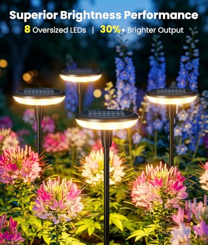 LETMY Solar Lights Outdoor Waterproof 12 Pack, Bright Solar Pathway Lights