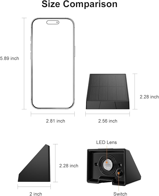 12 Pack Decorative Solar Powered Fence Lights Outdoor Waterproof with Cool White LED Spot Lens, for Outside Wall | Lumora