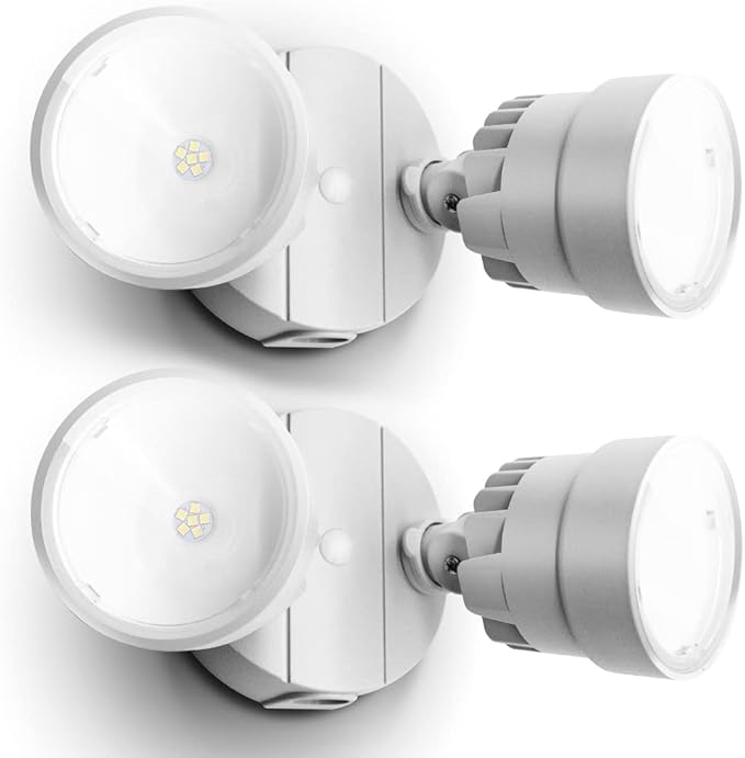LUTEC 2 Packs P6221B 2000 Lumen 18 Watt 28 LED Dual-Head Flood Light Outdoor, Waterproof Exterior Security Wall | Lumora