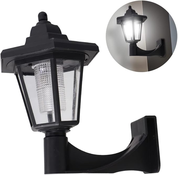 DOITOOL 6pcs Solar Powered Vintage Hexagonal Wall Light Decorative Outdoor Lamp for Garden and Terrace High Brightness Light