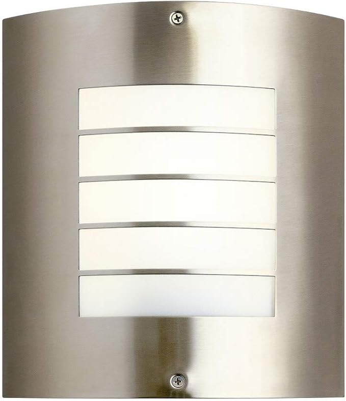 Kichler Newport 10.25" 1 Light Outdoor Wall Light with White Acrylic Diffuser in Brushed Nickel | Lumora