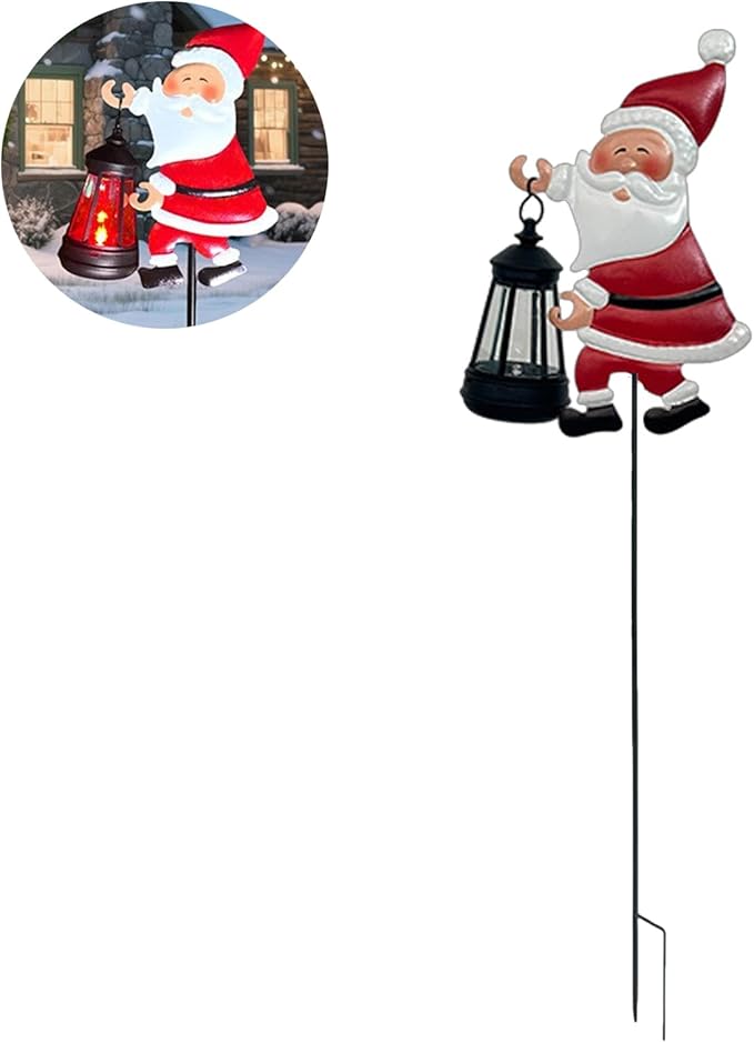 Christmas Solar Kettle Lights, Light Solar Santa Claus Watering Can LED Light, Waterproof Solar Powered Lawn Decorative Lights for Outdoor Christmas Pathway Decoration (Rainbow A, Lantern)