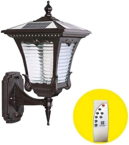 Wall Mounted Light Wall Lamp LED Solar Energy Remote Control Outdoor Balcony Vintage IP55 Waterproof Aluminum Glass Lantern Wall Light Balcony Patio Decoration Lighting Restaurant Cafe Garden (B