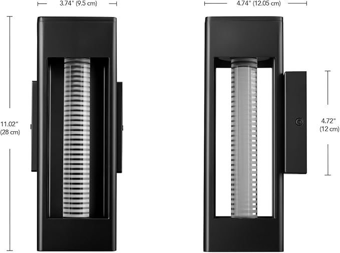 Globe Electric 11W LED Integrated Outdoor Wall Sconce, Matte Black, Horizontal Etched Glass, Downlight, Dimmable | Lumora