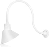 10in. White Outdoor Angle Shade Gooseneck Sign Light Fixture With 24in. Long Extension Arm - Wall Sconce Farmhouse | Lumora