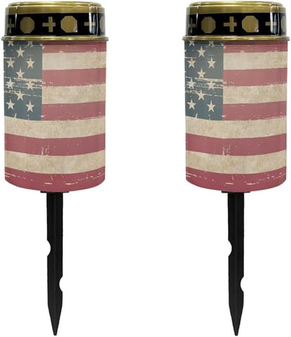 America Flag Solar Lights for Garden Solar Lights Outdoor Patriotic Pathway Solar Garden Light Decorative Landscape Path Light 4th of July Outdoor Yard Lawn Lights