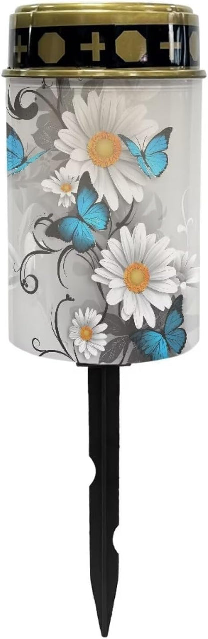 Daisy Butterfly Solar Garden Lights - Decorative, Waterproof, Cemetery Grave Garden Patio Yard Lawn Decoration