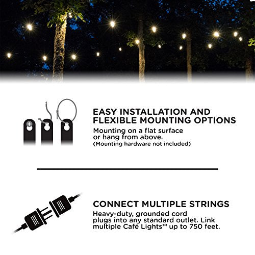 Enbrighten Classic Outdoor String Lights, 36ft, 18 Bulbs, White Light Only