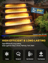 Solar Step Lights Outdoor Waterproof IP67, 3000K Warm Lights -16 Pack