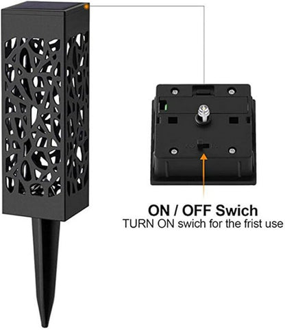 BESTonZON 2pcs Hollow Solar Ground Plug Lights with Warm and White Led, Outdoor Garden Solar Lawn Stick Lamps for Pathway and Yard Landscape Lighting