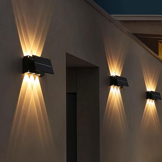 Solar Wall Lights Outdoor,Cordless,Waterproof IP65 Wall Sconce, Up and Down Lamp, Bright Wall Sconce Deck Light for | Lumora