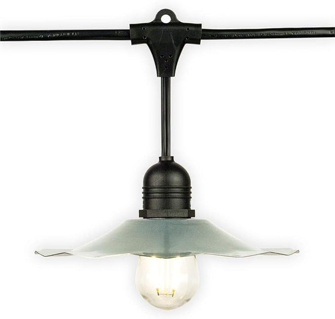 fantado Patio Metal Light Bulb Shade for Outdoor Commercial String Lights, E26, Silver by PaperLanternStore