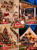 Connectable 100LED 43FT Red and White Christmas String Lights Indoor