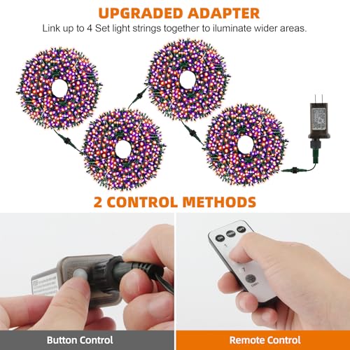 Chuya Halloween Lights Outdoor Indoor,Orange Purple Lights 300 LED 105FT