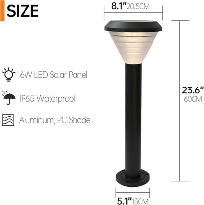 Solar Pathway Light IP65 Waterproof Landscape Lighting Black Aluminum Path Light with Warm Light 3000K LED Bollard Lighting Fixture for Garden Lawn Garage Walkway