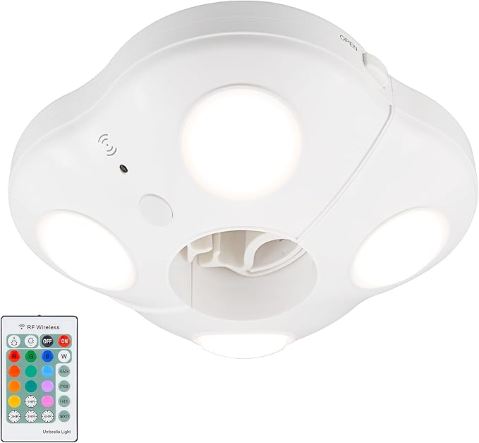 LUXSWAY Color Changing Patio Umbrella Light, Battery Operated - White | Lumora