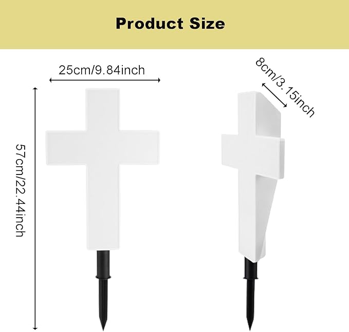 Ragyzity Solar Cross Garden Stake Outdoor Lights, Solar Cross for Cemetery, Solar Powered Cross Lights Stake, LED Jesus Cross Light Decoration Garden Cross Marker for Yards, Gardens, Patio