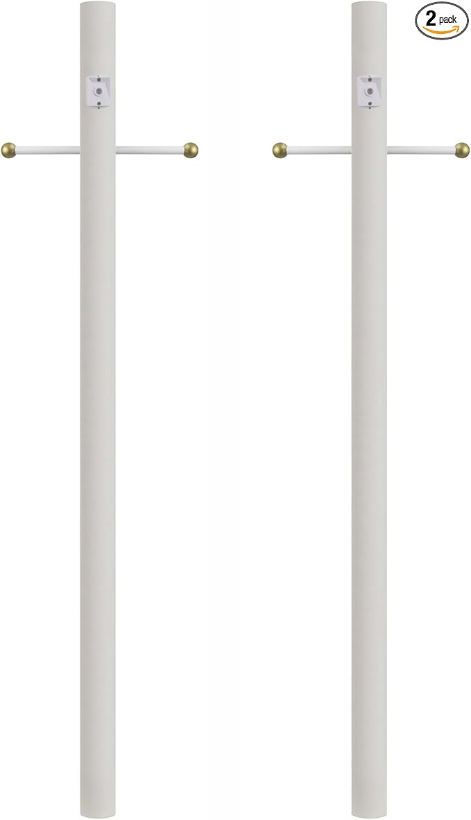 Solus 7-Foot Direct Burial Lamp Post – Aluminum Outdoor Light Pole with Decorative Cross Arm & Dusk-to-Dawn Sensor | Lumora