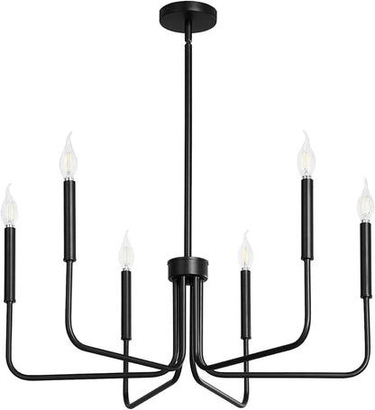 VEVOR 6-Light Chandelier, Metal Farmhouse Chandelier, Adjustable Height, Dining Room Hanging Light Fixture for Ceilings, Modern Chandelier for Bedroom, Foyer, Hall, Kitchen, Living Room and Entryway