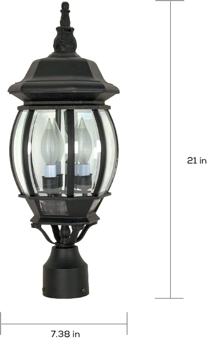 Nuvo 3 Light - 21 in. Post Lantern - Clear Beveled Glass - Outdoor Path Light | Lumora
