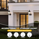 Outdoor Wall Lantern, 14 Inch Porch Light Fixture Seed Glass Shades.