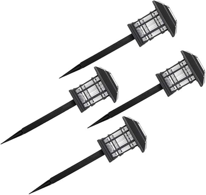 Outdoor Waterproof Solar Pathway Lamps 4-Piece Set Decorative LED Ground Lights for Garden Yard Lawn and Patio