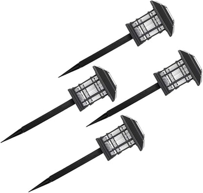 Outdoor Waterproof Solar Pathway Lamps 4-Piece Set Decorative LED Ground Lights for Garden Yard Lawn and Patio