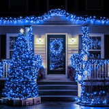 Nisocy 400FT Blue Christmas String Lights with Remote, Green Wire LED Mini Lights, 8 Modes, Timer, Plug-in Indoor Outdoor Lights for Large Trees, Fences, Yard, Halloween and Holiday Decor