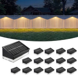Solar Fence Lights 16 Pack, Outdoor Solar Lights with 3 Color Temperatures, IP65 Waterproof Wide-Angle LED Lighting for Fence, Patio, Yard, Deck, Wall, Garden (Black)