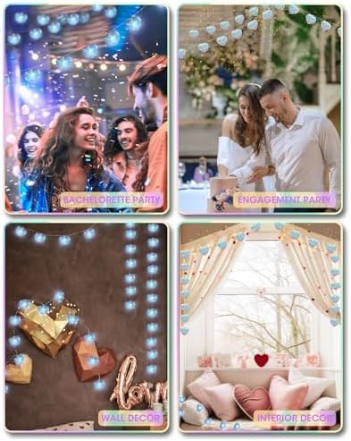 20 LED Disco Ball Mirror LED Party String Light Christmas Lanterns for Holiday Wall Window Tree Decorations Indoor Outdoor Patio Party Yard Garden Kids Bedroom Living Dorm (Ocean Love Blue, 20-LED)