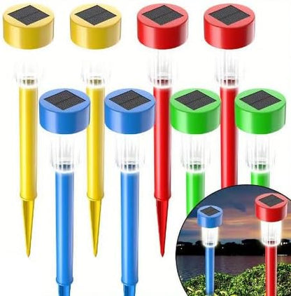 Outdoor Solar Landscape Lawn Lights, Suitable for Christmas, Halloween, Weddings, Road and Garden Decoration (White Light - Multi-Color 8-Piece Pack)