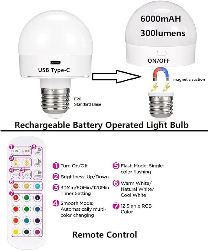 12'' Battery Operated Hanging Outdoor Chandelier with Remote,RGB Color Rechargeable Pendant Light with Hook,Large | Lumora