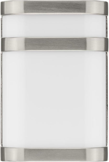 Progress Lighting Valera LED Collection 1-Light Matte White Acrylic Shade Modern Outdoor Small Wall Lantern Light Brushed Nickel