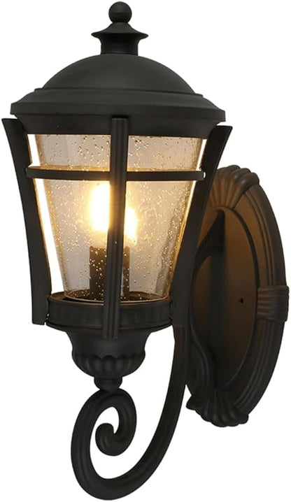Modern Black Outdoor Wall Sconces,Retro Industrial Lights,Die- Alumiexpression Artistique M Villa Fence Door Pillar Lamp,with S Lampshade Garden Light Front Porch E26/27 Base