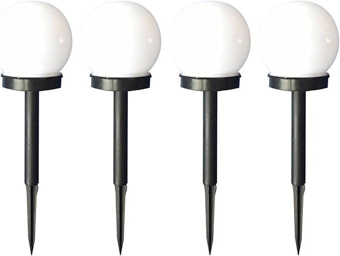 NOLITOY 4Pcs Solar Lawn Ball Lights Outdoor Landscape Lighting White Glow Bubble Shaped Solar Pathway Lights Weatherproof Garden LED Spheres for Yard