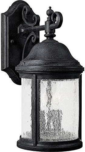 Progress Lighting Ashmore Collection 2-Light Water Seeded Glass New Traditional Outdoor Small Wall Lantern Light Textured Black