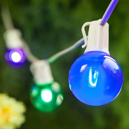 Wintergreen Lighting 10' Shatterproof FlexFilament LED Party Lights Globe String Lights G50 Backyard Lights Multicolor Outdoor Patio Lights String (10 Bulbs on White Wire)