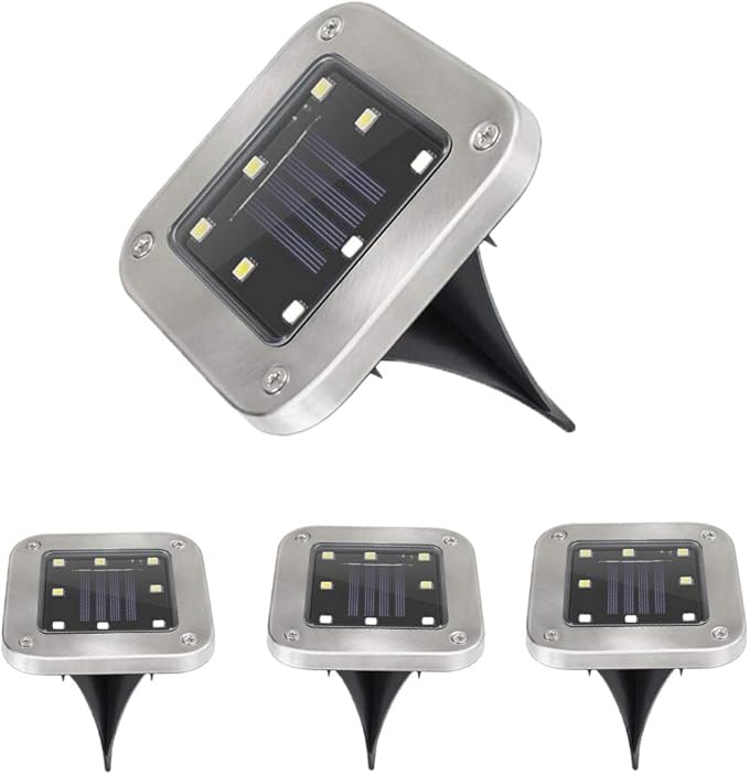 Solar Light Outdoor,8 LED Garden Ground Lights Waterproof Patio Outdoor Light for Lawn,Pathway,Yard,Driveway,Step and Walkway (4 Pack White)